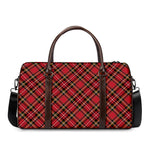 Red Stewart Tartan Pattern Print Duffle Bag