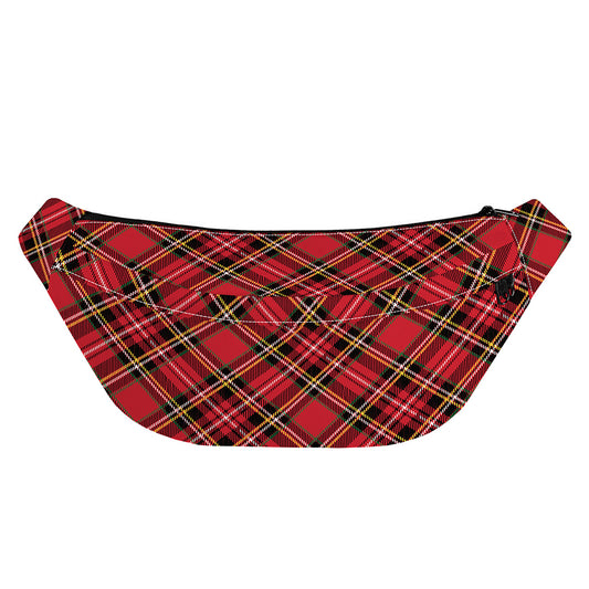Red Stewart Tartan Pattern Print Fanny Pack