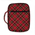 Red Stewart Tartan Pattern Print Front Pocket Bible Bag