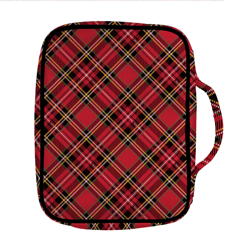 Red Stewart Tartan Pattern Print Front Pocket Bible Bag