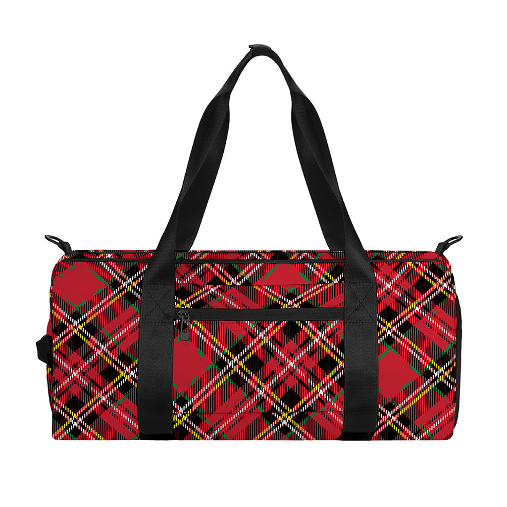 Red Stewart Tartan Pattern Print Gym Bag
