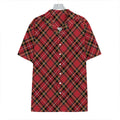 Red Stewart Tartan Pattern Print Hawaiian Shirt