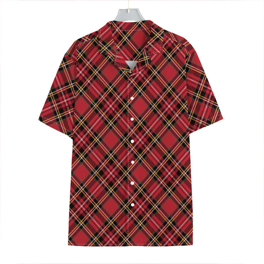 Red Stewart Tartan Pattern Print Hawaiian Shirt