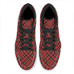 Red Stewart Tartan Pattern Print High Top Leather Sneakers