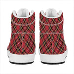 Red Stewart Tartan Pattern Print High Top Leather Sneakers