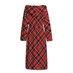 Red Stewart Tartan Pattern Print Hooded Bathrobe