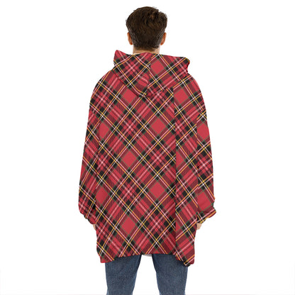 Red Stewart Tartan Pattern Print Hoodie Blanket