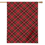 Red Stewart Tartan Pattern Print House Flag