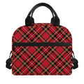 Red Stewart Tartan Pattern Print Insulated Lunch Bag
