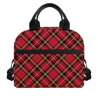 Red Stewart Tartan Pattern Print Insulated Lunch Bag