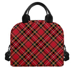 Red Stewart Tartan Pattern Print Insulated Lunch Bag