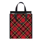 Red Stewart Tartan Pattern Print Insulated Lunch Tote