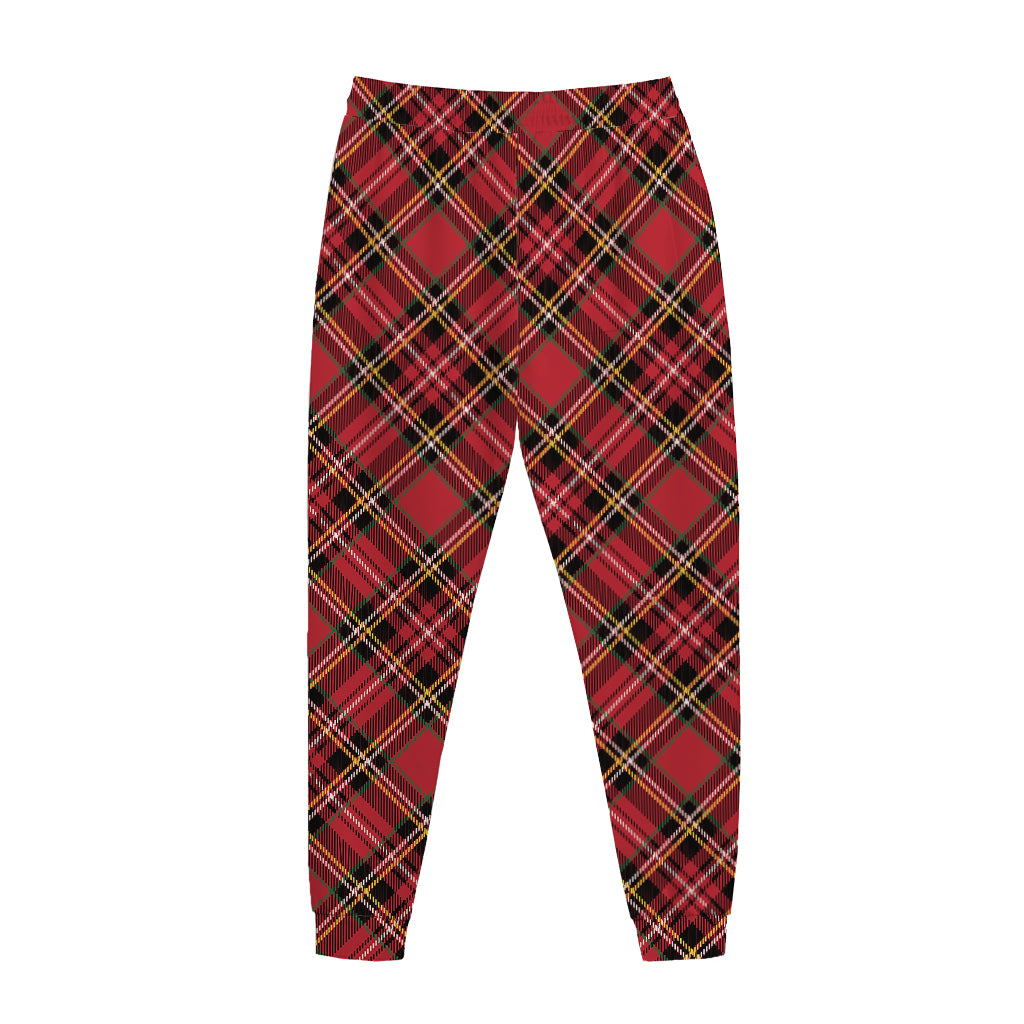 Red Stewart Tartan Pattern Print Jogger Pants