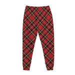 Red Stewart Tartan Pattern Print Jogger Pants