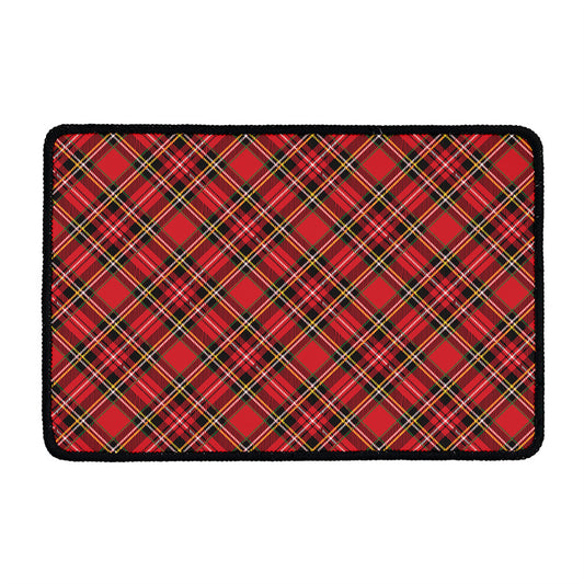 Red Stewart Tartan Pattern Print Kitchen Mat