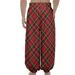 Red Stewart Tartan Pattern Print Lantern Pants