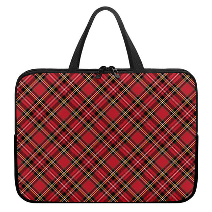 Red Stewart Tartan Pattern Print Laptop Sleeve With Handle