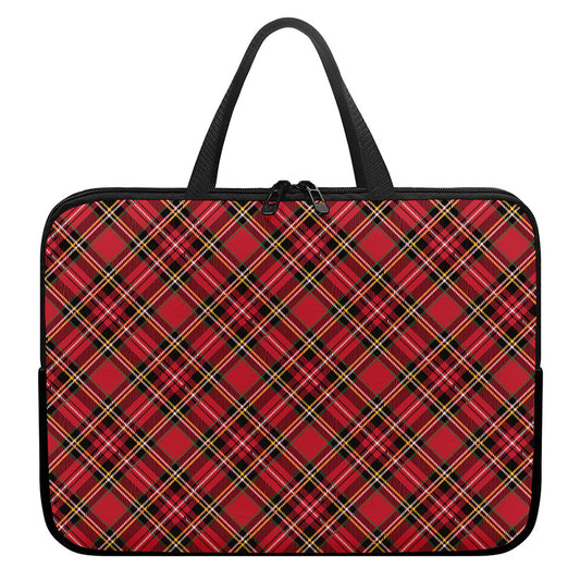 Red Stewart Tartan Pattern Print Laptop Sleeve With Handle