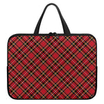 Red Stewart Tartan Pattern Print Laptop Sleeve With Handle