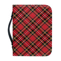 Red Stewart Tartan Pattern Print Leather Bible Cover