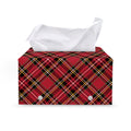 Red Stewart Tartan Pattern Print Leather Tissue Box Cover
