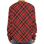 Red Stewart Tartan Pattern Print Long Sleeve Baseball Jersey