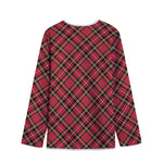Red Stewart Tartan Pattern Print Long Sleeve Short Coat