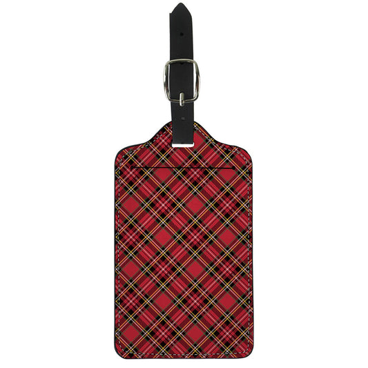 Red Stewart Tartan Pattern Print Luggage Tag