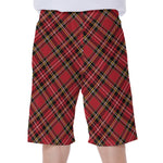 Red Stewart Tartan Pattern Print Men's Beach Shorts