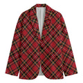 Red Stewart Tartan Pattern Print Men's Blazer