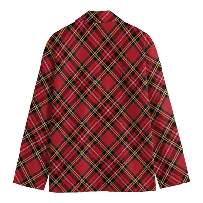 Red Stewart Tartan Pattern Print Men's Blazer
