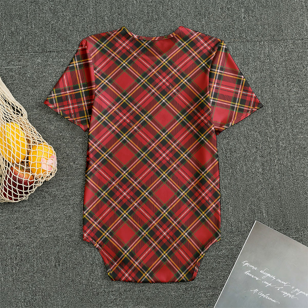 Red Stewart Tartan Pattern Print Men's Bodysuit