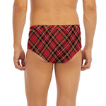 Red Stewart Tartan Pattern Print Men's Briefs