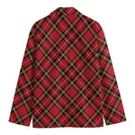 Red Stewart Tartan Pattern Print Men's Cotton Blazer