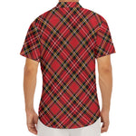 Red Stewart Tartan Pattern Print Men's Deep V-Neck Shirt