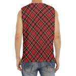Red Stewart Tartan Pattern Print Men's Fitness Tank Top