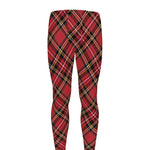 Red Stewart Tartan Pattern Print Men's leggings