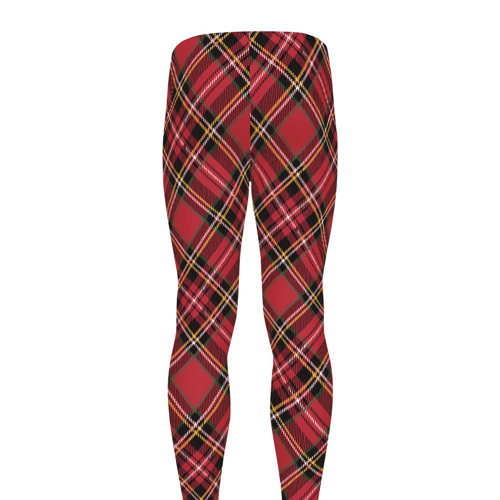 Red Stewart Tartan Pattern Print Men's leggings