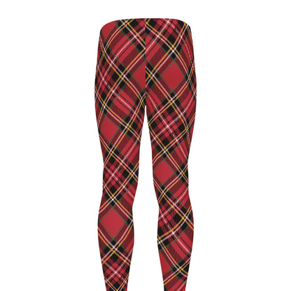 Red Stewart Tartan Pattern Print Men's leggings