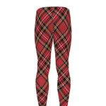 Red Stewart Tartan Pattern Print Men's leggings