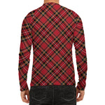 Red Stewart Tartan Pattern Print Men's Long Sleeve Rash Guard