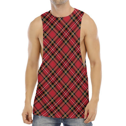 Red Stewart Tartan Pattern Print Men's Muscle Tank Top