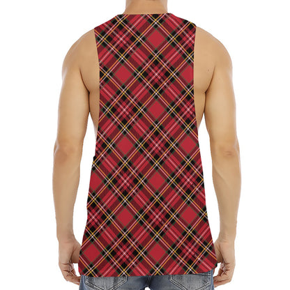 Red Stewart Tartan Pattern Print Men's Muscle Tank Top