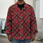 Red Stewart Tartan Pattern Print Men's Shirt Jacket