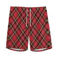 Red Stewart Tartan Pattern Print Men's Athletic Shorts