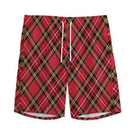 Red Stewart Tartan Pattern Print Men's Sports Shorts