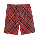 Red Stewart Tartan Pattern Print Men's Sports Shorts