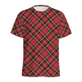 Red Stewart Tartan Pattern Print Men's Athletic T-Shirt