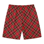Red Stewart Tartan Pattern Print Men's Swim Trunks