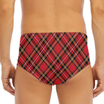 Red Stewart Tartan Pattern Print Men's Triangle Swim Briefs
